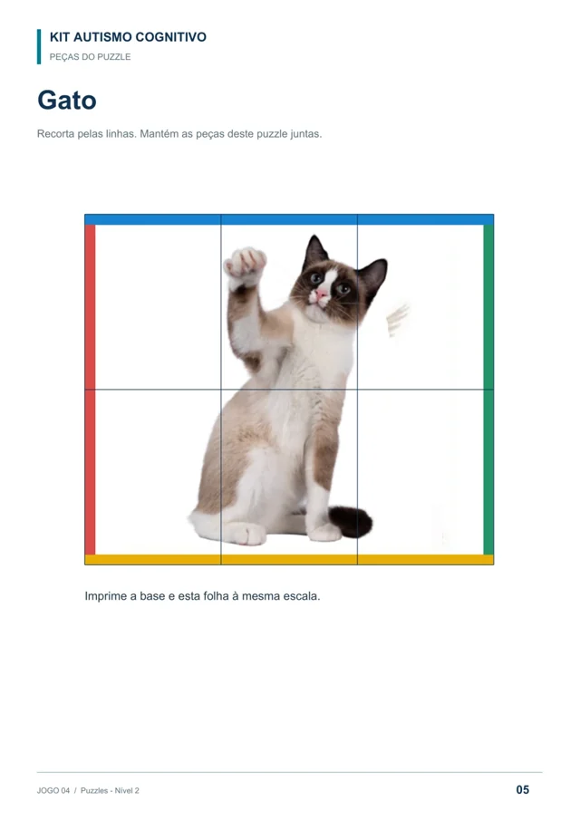 Página real do jogo Puzzles, incluída no Kit Autismo Cognitivo